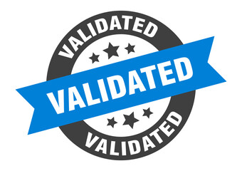 validated sign. round ribbon sticker. isolated tag