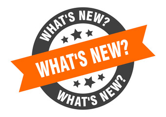 what's new? sign. round ribbon sticker. isolated tag