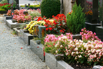 Obraz premium Church yard with graves, copy space
