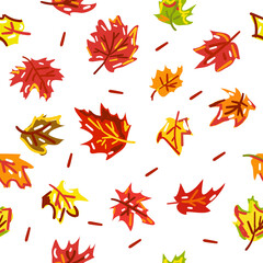 Fototapeta na wymiar Seamless pattern. Vector illustration. Autumn leaves