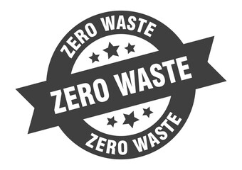 zero waste sign. round ribbon sticker. isolated tag