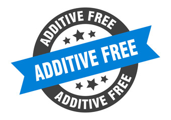 additive free sign. round ribbon sticker. isolated tag