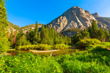 panorama of the californian excursion hike, Zumwalt Meadows hiking in Kings Canyon National Park, a...