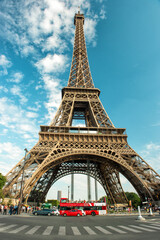Eiffel Tower Paris cloudy blue sky