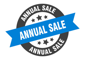 annual sale sign. round ribbon sticker. isolated tag