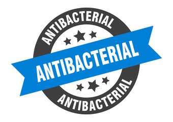 antibacterial sign. round ribbon sticker. isolated tag