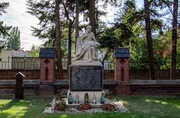 Monk Monument in Wroclaw. Sculpted in 1925 by the Franciscan Ferdinand Kempe, it shows a seated...