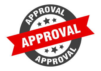 approval sign. round ribbon sticker. isolated tag