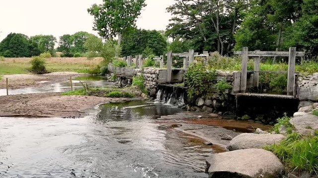 Artificial waterfalls to catch fish in Hav&auml;ng, Sweden
