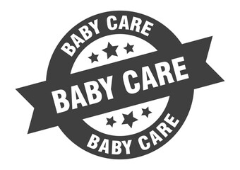 baby care sign. round ribbon sticker. isolated tag