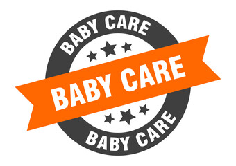 Fototapeta premium baby care sign. round ribbon sticker. isolated tag