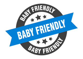 baby friendly sign. round ribbon sticker. isolated tag