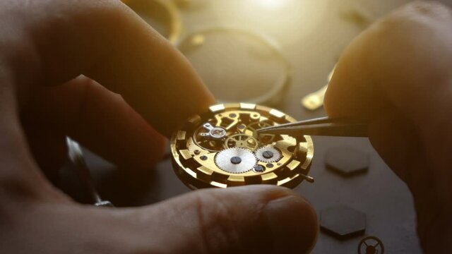 Watchmaker's workshop, mechanical watch repair. SPecial repair kit, close up