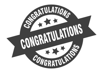 Obraz premium congratulations sign. round ribbon sticker. isolated tag