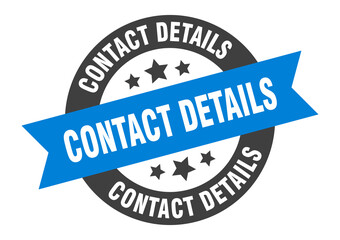 contact details sign. round ribbon sticker. isolated tag