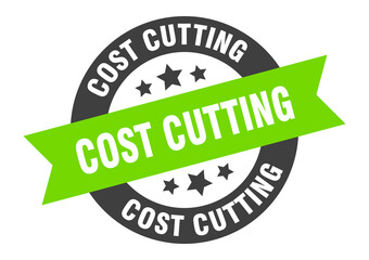 cost cutting sign. round ribbon sticker. isolated tag