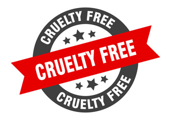 cruelty free sign. round ribbon sticker. isolated tag