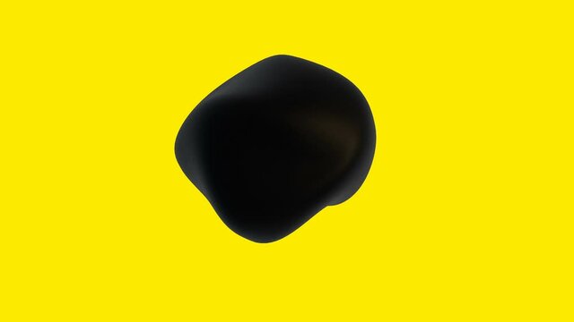 Trendy black metaball concept design on yellow able to loop seamless 4k