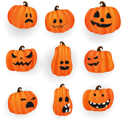Set pumpkins of Halloween Collection Scary and funny