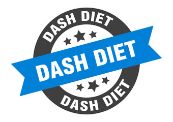 dash diet sign. round ribbon sticker. isolated tag