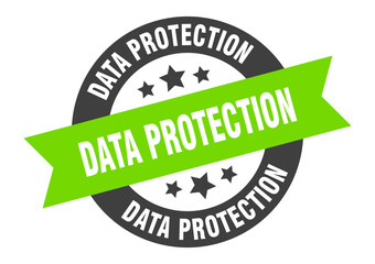 data protection sign. round ribbon sticker. isolated tag