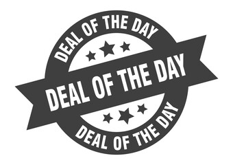 deal of the day sign. round ribbon sticker. isolated tag