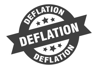 deflation sign. round ribbon sticker. isolated tag