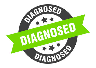 diagnosed sign. round ribbon sticker. isolated tag