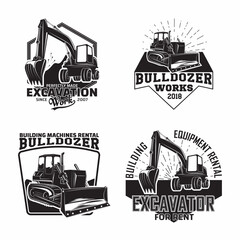 Set of Excavation work emblems design © boris_nd