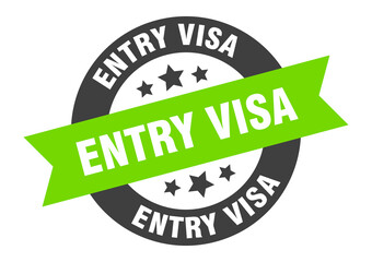 entry visa sign. round ribbon sticker. isolated tag