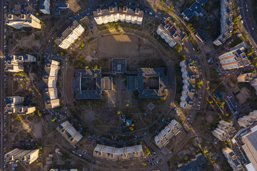 round series of houses top view from above. Drone creative architectural background  texture,...