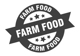 farm food sign. round ribbon sticker. isolated tag