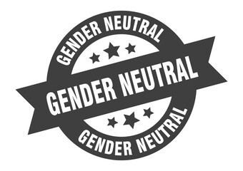 gender neutral sign. round ribbon sticker. isolated tag