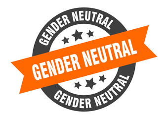 gender neutral sign. round ribbon sticker. isolated tag