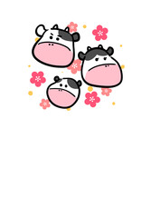 丑の家族の年賀状　文字無し