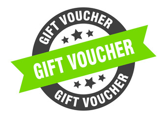 gift voucher sign. round ribbon sticker. isolated tag