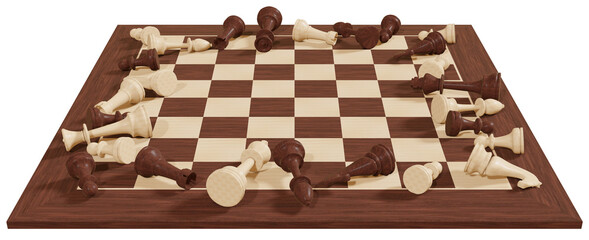 Chess board game concept of business and competition concept and conceptual strategy concept chess figures on white background battle for victory 3d illustration For publications and banners