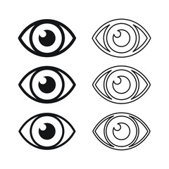 Eye vector icon. Optic eyesight and look symbol. View or watch sign. Optician logo. Isolated on white background.