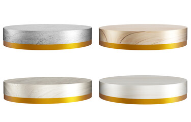 3d illustration wooden pallet marble texture round shape empty pallet for award presentation of product on white background with cutting path For design work