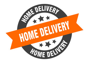 Fototapeta premium home delivery sign. round ribbon sticker. isolated tag