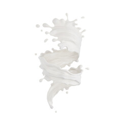 Splash of white milk , 3d illustration with clipping path.