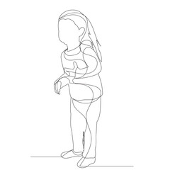 one line drawing child little girl