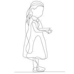 one line drawing child little girl