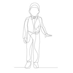 isolated, one line drawing child boy