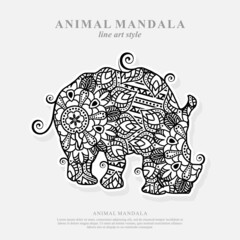 Rhino Mandala Vector Line Art Style