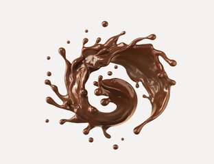 Chocolate Milk splash in shape of spiral and twist, 3d illustration.