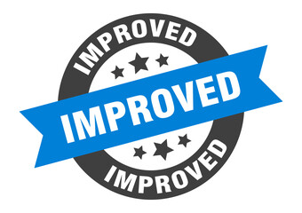 improved sign. round ribbon sticker. isolated tag