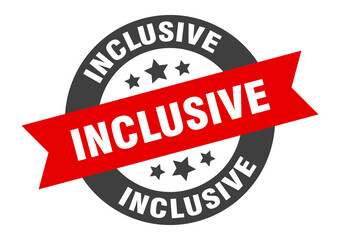 inclusive sign. round ribbon sticker. isolated tag