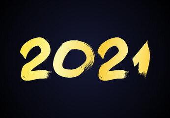 2021 gold grunge lettering and hand drawn numbers