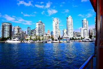 Fototapeta na wymiar Cityscape reflecting in water on Vancouver Island
